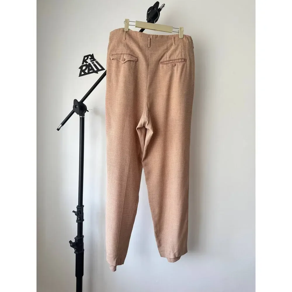 Matsuda Nicole Salmon Houndstooth Wool Trousers